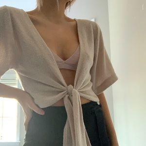 Urban outfitters Short sleeve tie in front top